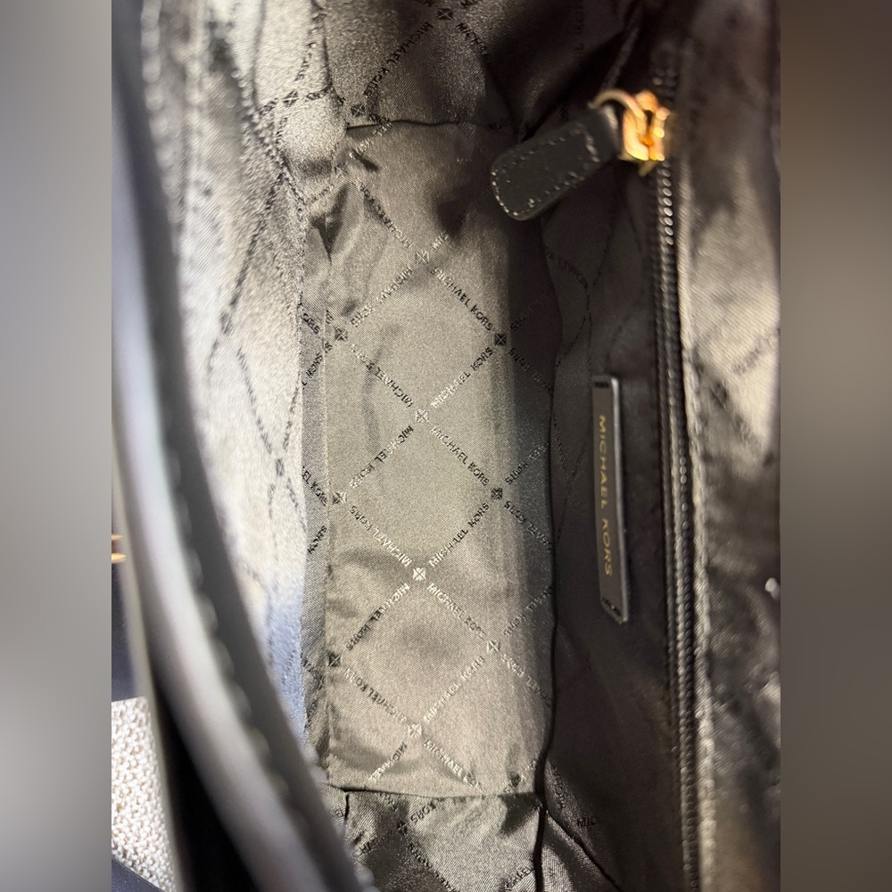 Michael Kors Black Leather Top-Handle Crossbody with Gold Hardware - Picture 8 of 13